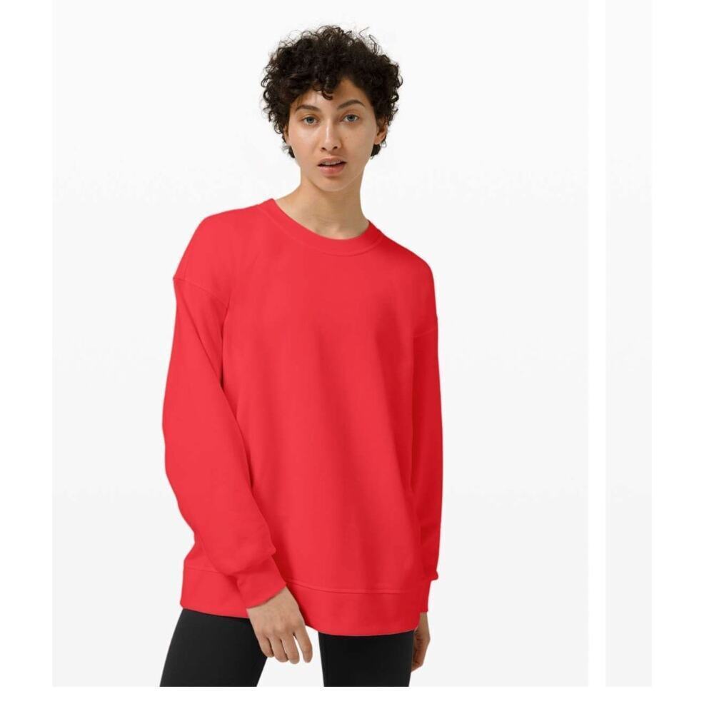 Lululemon Perfectly Oversized Crew in Carnation Red Pink sz 4